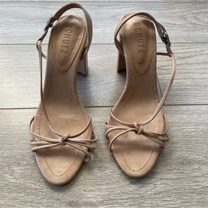 Schutz Nude Block Heels Size 5.5